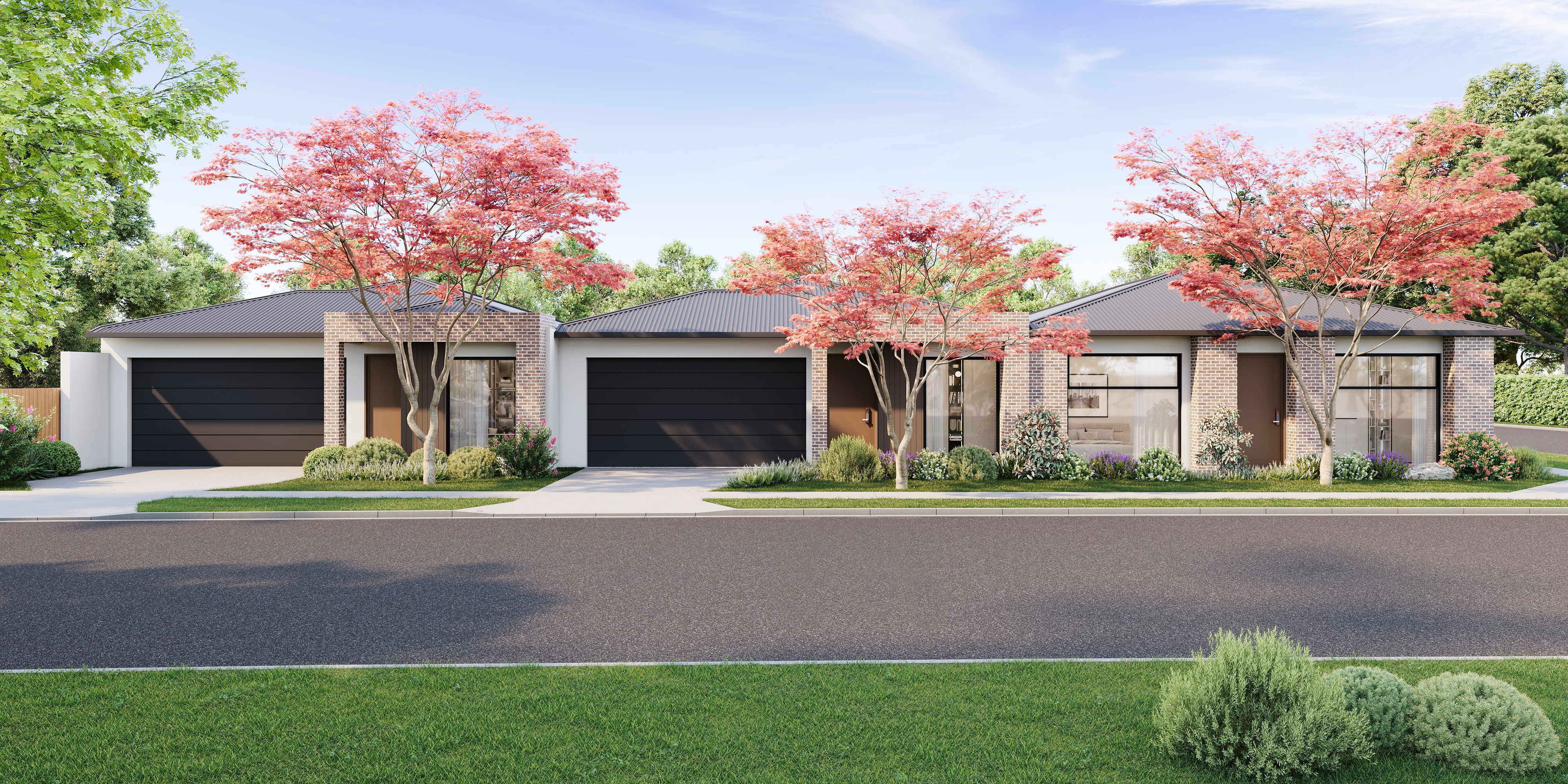 Wright Place — Two dwelling streetscape render